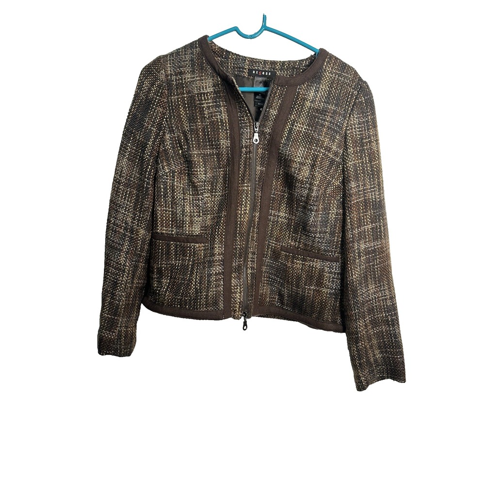 axcess‎ womens brown zip up jacket coat size medium